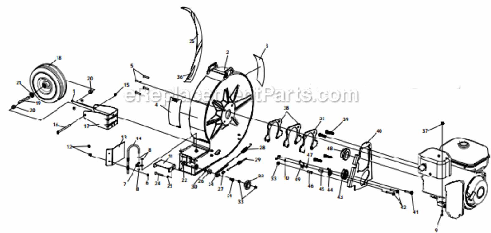 Housing_Assembly Diagram and Parts List for 9390-12-01 GX390 Honda SP Little Wonder Leaf Blower / Vacuum